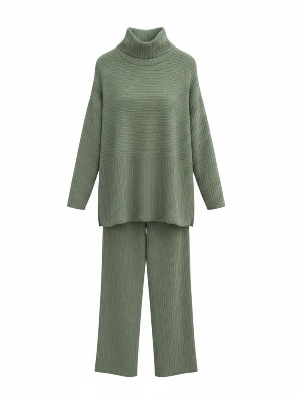Muk Luks Olive Green Ribbed Knit Lounge Set